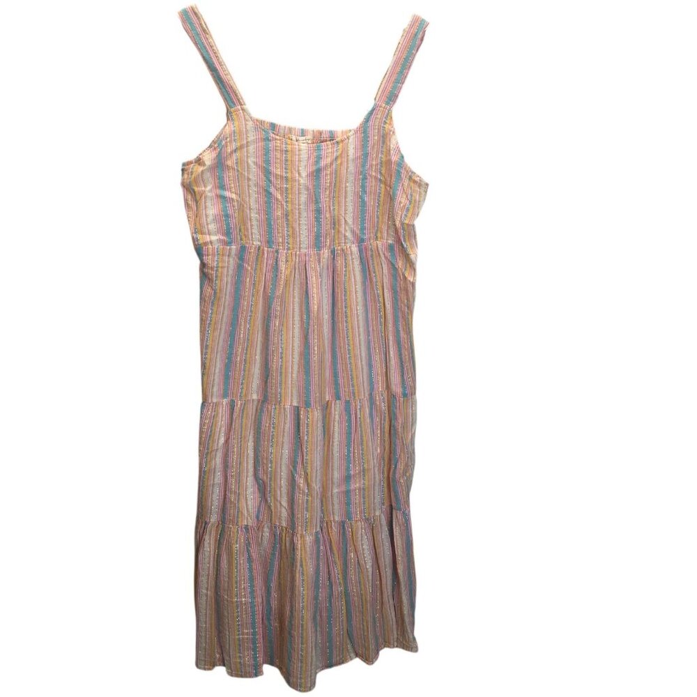 Linda Anderson Dress Womens Large Striped Tiered Maxi Adjustable Straps Lined - Picture 6 of 16
